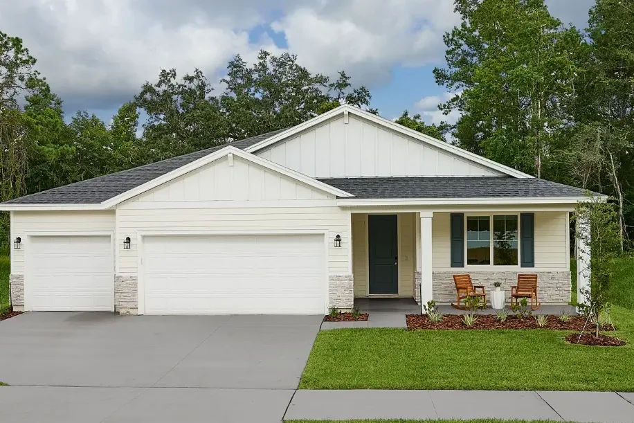 Exterior of the Jasmine model home by Meritage Homes in a Jacksonville community